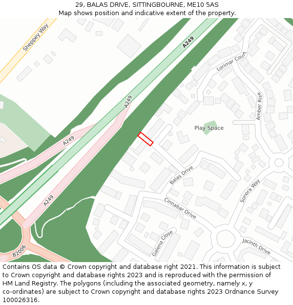 29, BALAS DRIVE, SITTINGBOURNE, ME10 5AS: Location map and indicative extent of plot