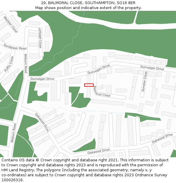 29, BALMORAL CLOSE, SOUTHAMPTON, SO16 8ER: Location map and indicative extent of plot