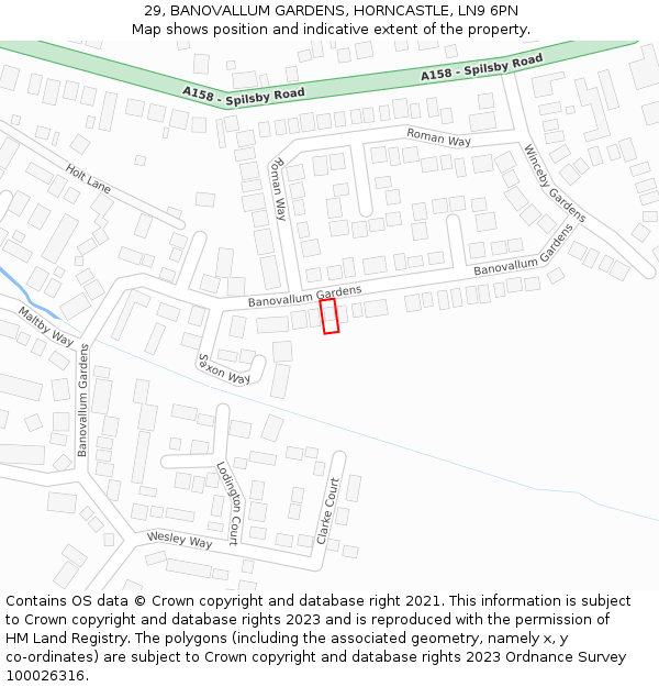 29, BANOVALLUM GARDENS, HORNCASTLE, LN9 6PN: Location map and indicative extent of plot