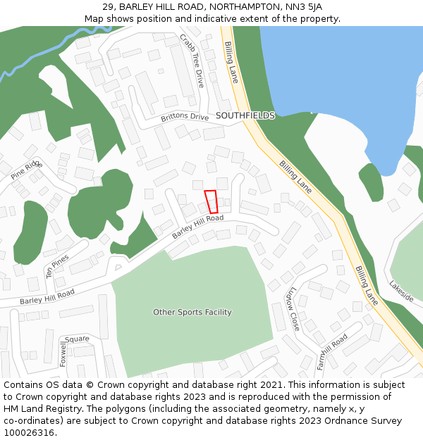 29, BARLEY HILL ROAD, NORTHAMPTON, NN3 5JA: Location map and indicative extent of plot