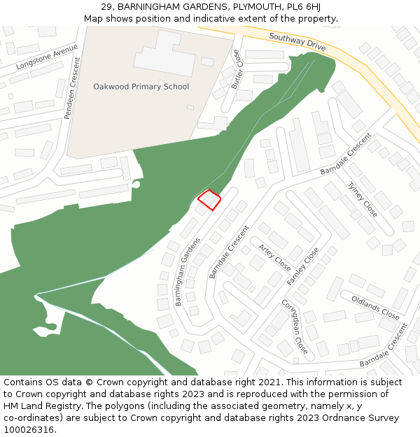 29, BARNINGHAM GARDENS, PLYMOUTH, PL6 6HJ: Location map and indicative extent of plot