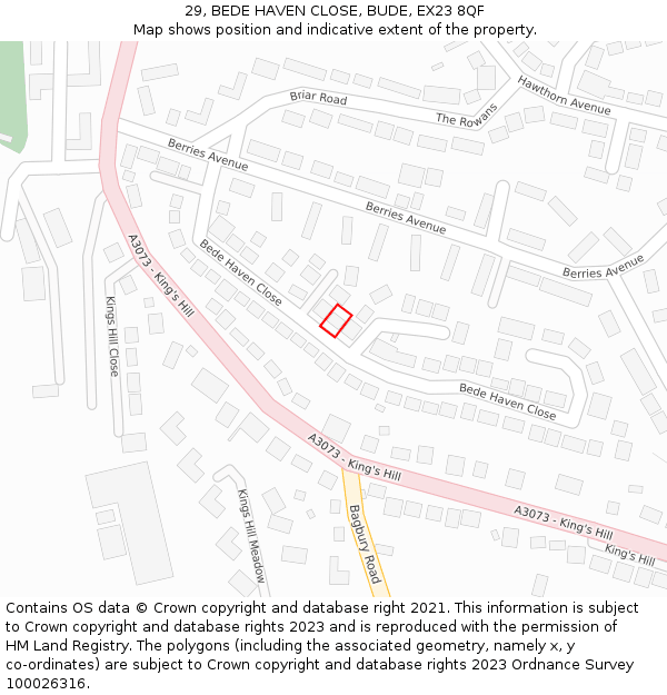 29, BEDE HAVEN CLOSE, BUDE, EX23 8QF: Location map and indicative extent of plot