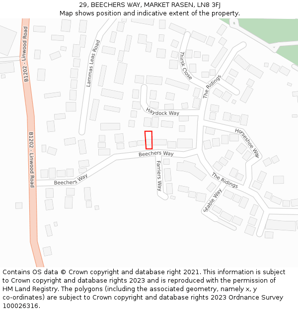 29, BEECHERS WAY, MARKET RASEN, LN8 3FJ: Location map and indicative extent of plot