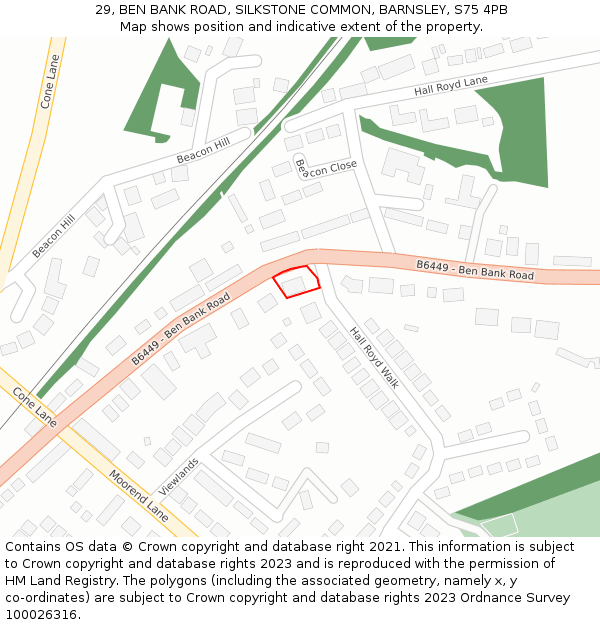 29, BEN BANK ROAD, SILKSTONE COMMON, BARNSLEY, S75 4PB: Location map and indicative extent of plot