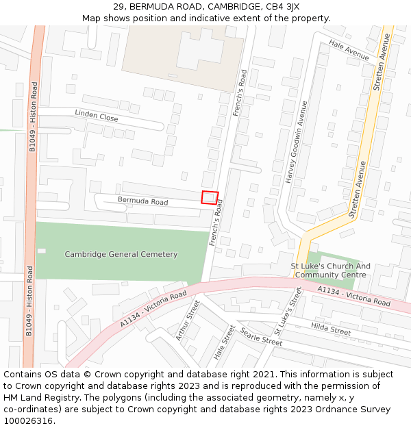 29, BERMUDA ROAD, CAMBRIDGE, CB4 3JX: Location map and indicative extent of plot