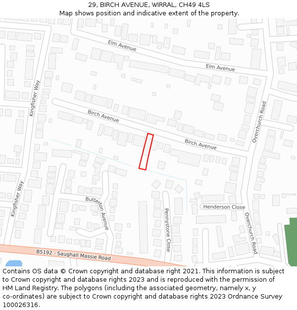 29, BIRCH AVENUE, WIRRAL, CH49 4LS: Location map and indicative extent of plot