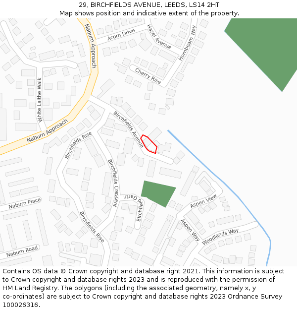 29, BIRCHFIELDS AVENUE, LEEDS, LS14 2HT: Location map and indicative extent of plot