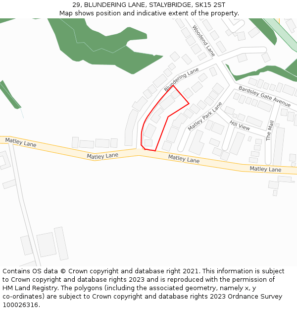 29, BLUNDERING LANE, STALYBRIDGE, SK15 2ST: Location map and indicative extent of plot