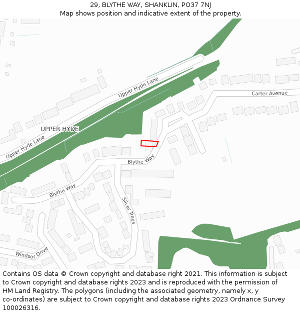 29, BLYTHE WAY, SHANKLIN, PO37 7NJ: Location map and indicative extent of plot