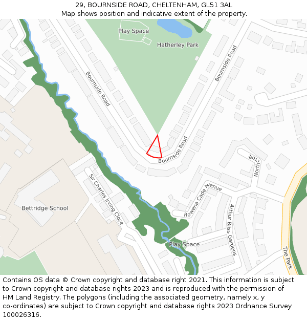 29, BOURNSIDE ROAD, CHELTENHAM, GL51 3AL: Location map and indicative extent of plot