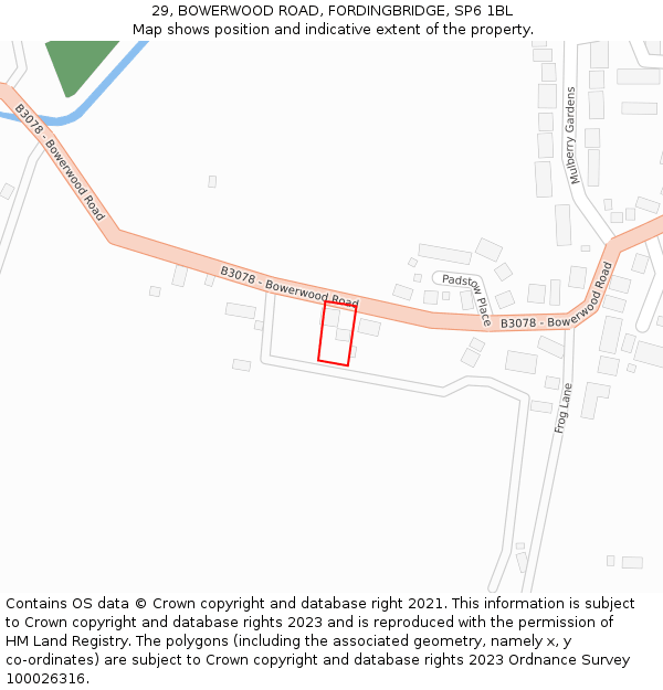 29, BOWERWOOD ROAD, FORDINGBRIDGE, SP6 1BL: Location map and indicative extent of plot