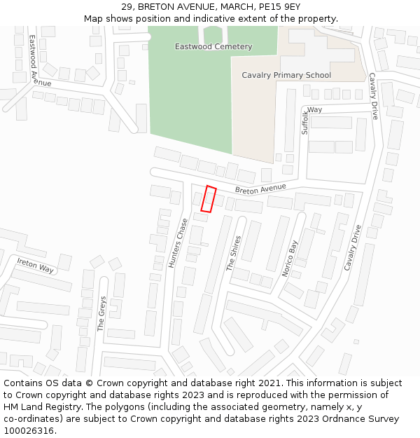 29, BRETON AVENUE, MARCH, PE15 9EY: Location map and indicative extent of plot