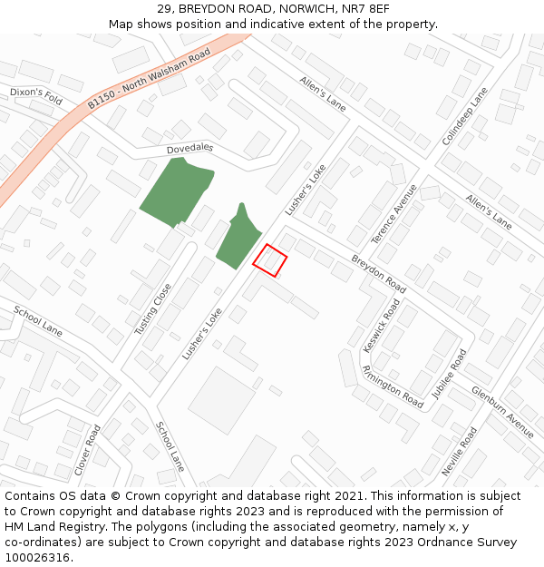 29, BREYDON ROAD, NORWICH, NR7 8EF: Location map and indicative extent of plot