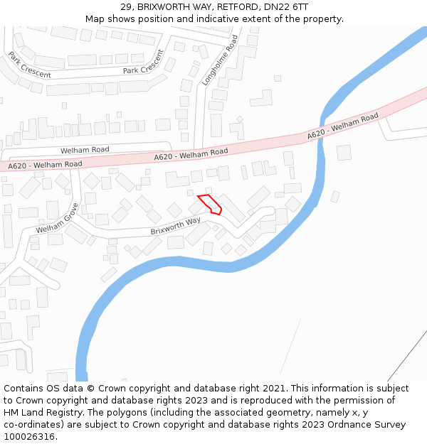 29, BRIXWORTH WAY, RETFORD, DN22 6TT: Location map and indicative extent of plot