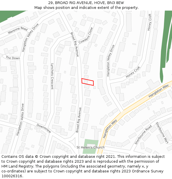 29, BROAD RIG AVENUE, HOVE, BN3 8EW: Location map and indicative extent of plot
