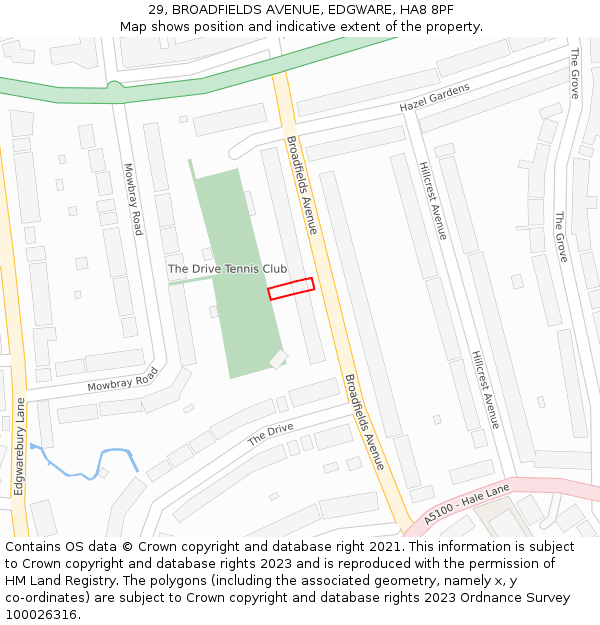 29, BROADFIELDS AVENUE, EDGWARE, HA8 8PF: Location map and indicative extent of plot
