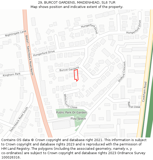 29, BURCOT GARDENS, MAIDENHEAD, SL6 7UR: Location map and indicative extent of plot