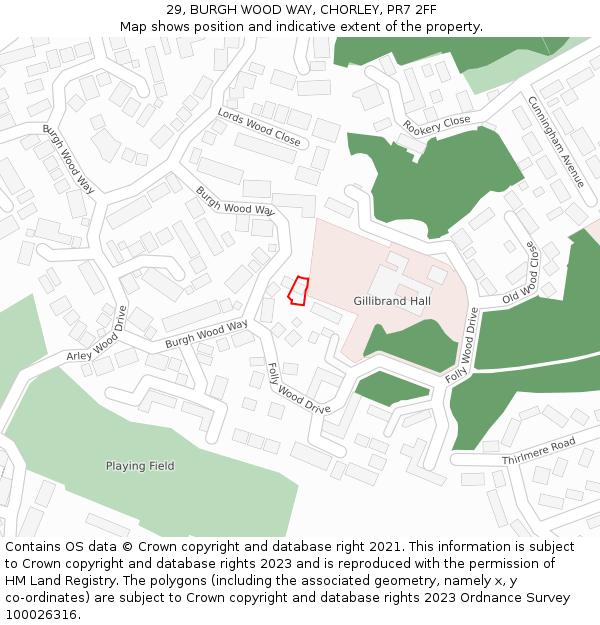 29, BURGH WOOD WAY, CHORLEY, PR7 2FF: Location map and indicative extent of plot