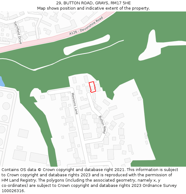 29, BUTTON ROAD, GRAYS, RM17 5HE: Location map and indicative extent of plot