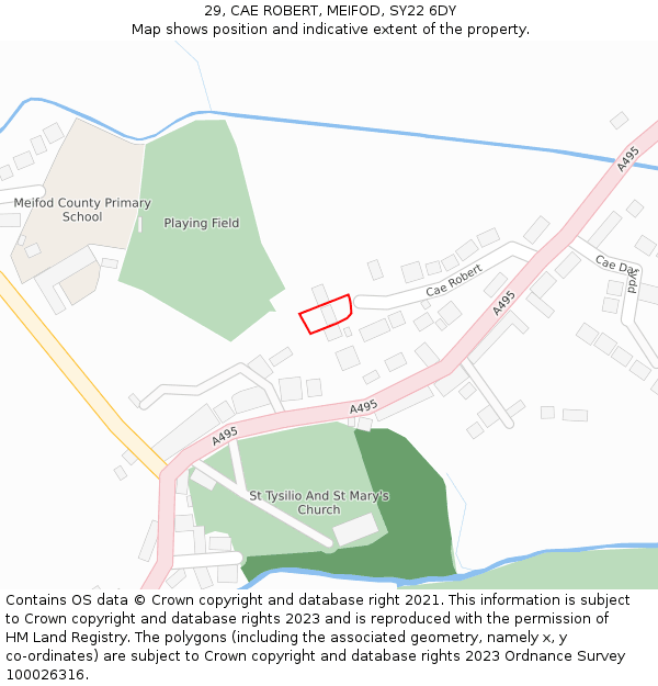 29, CAE ROBERT, MEIFOD, SY22 6DY: Location map and indicative extent of plot