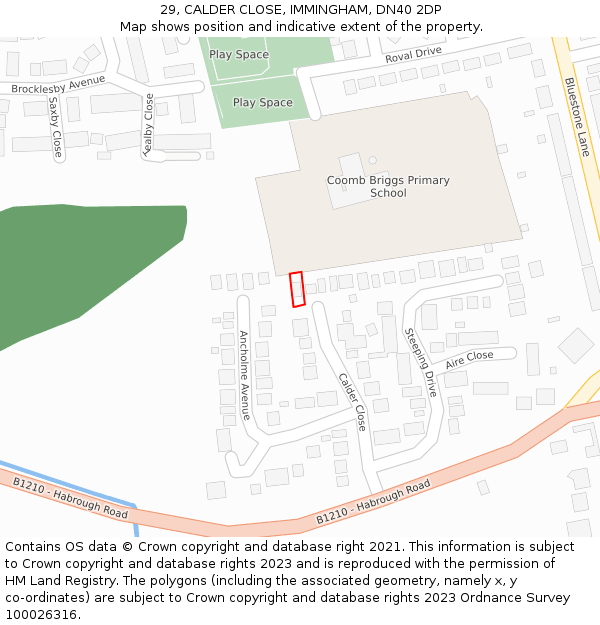 29, CALDER CLOSE, IMMINGHAM, DN40 2DP: Location map and indicative extent of plot