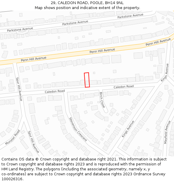 29, CALEDON ROAD, POOLE, BH14 9NL: Location map and indicative extent of plot