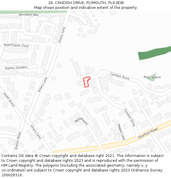 29, CANDISH DRIVE, PLYMOUTH, PL9 8DB: Location map and indicative extent of plot
