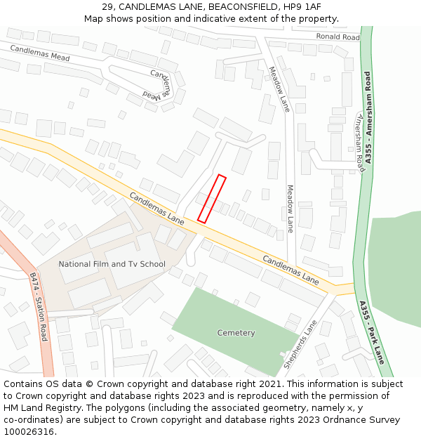 29, CANDLEMAS LANE, BEACONSFIELD, HP9 1AF: Location map and indicative extent of plot