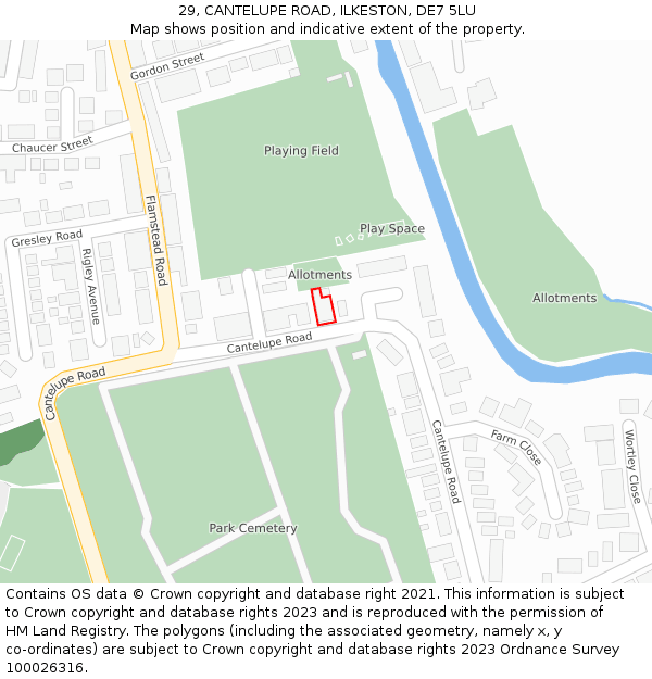 29, CANTELUPE ROAD, ILKESTON, DE7 5LU: Location map and indicative extent of plot