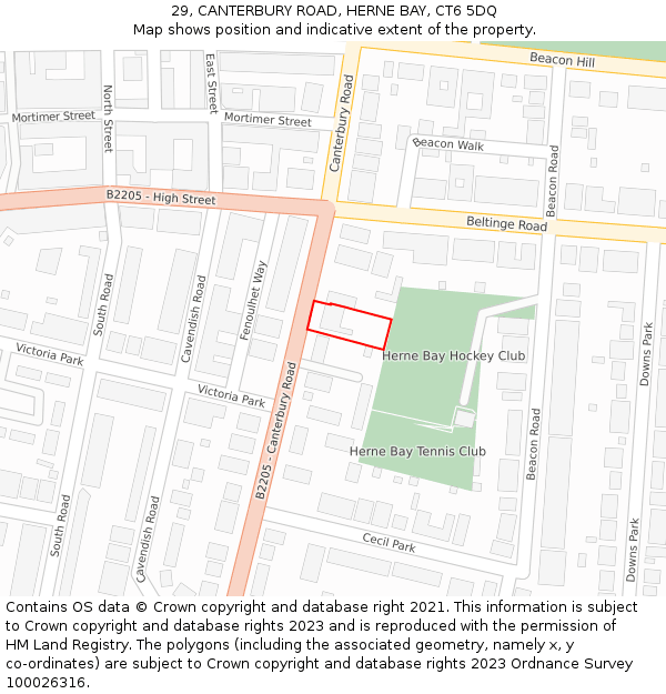 29, CANTERBURY ROAD, HERNE BAY, CT6 5DQ: Location map and indicative extent of plot