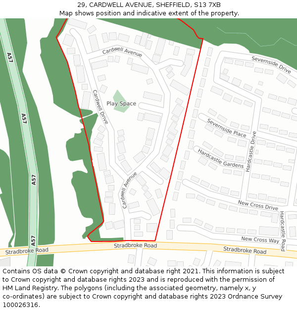 29, CARDWELL AVENUE, SHEFFIELD, S13 7XB: Location map and indicative extent of plot
