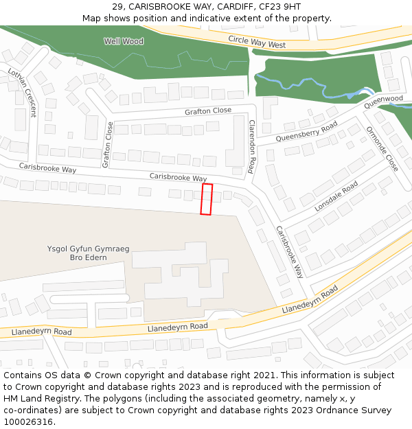 29, CARISBROOKE WAY, CARDIFF, CF23 9HT: Location map and indicative extent of plot