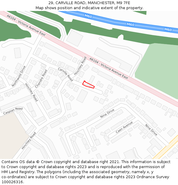 29, CARVILLE ROAD, MANCHESTER, M9 7FE: Location map and indicative extent of plot