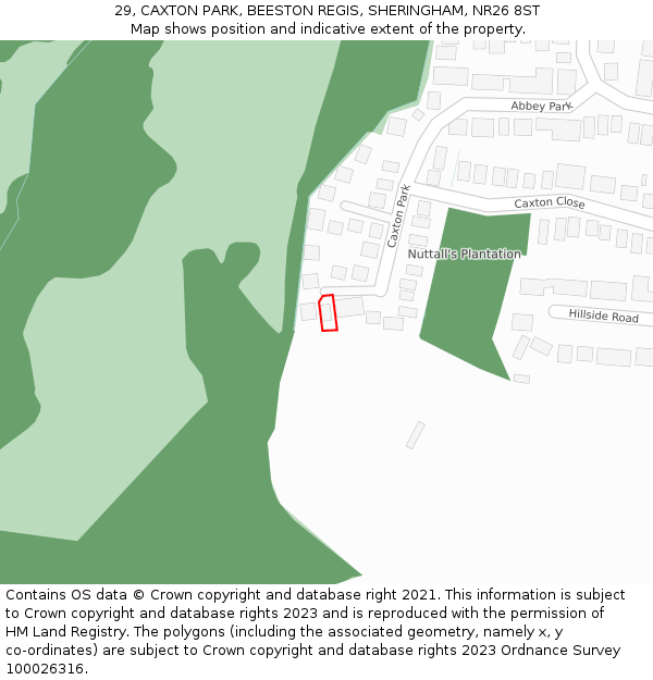 29, CAXTON PARK, BEESTON REGIS, SHERINGHAM, NR26 8ST: Location map and indicative extent of plot