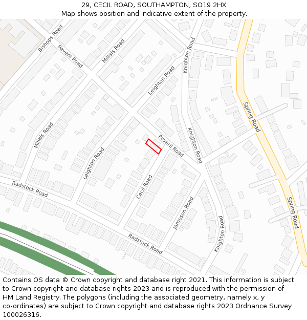 29, CECIL ROAD, SOUTHAMPTON, SO19 2HX: Location map and indicative extent of plot