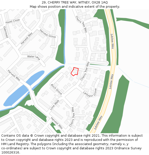 29, CHERRY TREE WAY, WITNEY, OX28 1AQ: Location map and indicative extent of plot