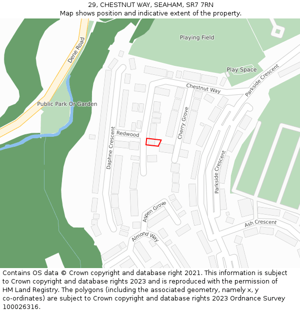 29, CHESTNUT WAY, SEAHAM, SR7 7RN: Location map and indicative extent of plot