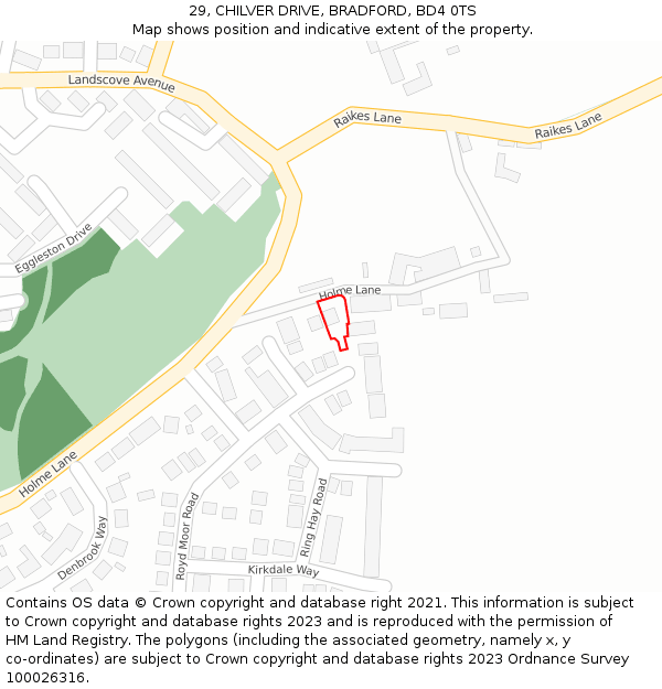 29, CHILVER DRIVE, BRADFORD, BD4 0TS: Location map and indicative extent of plot