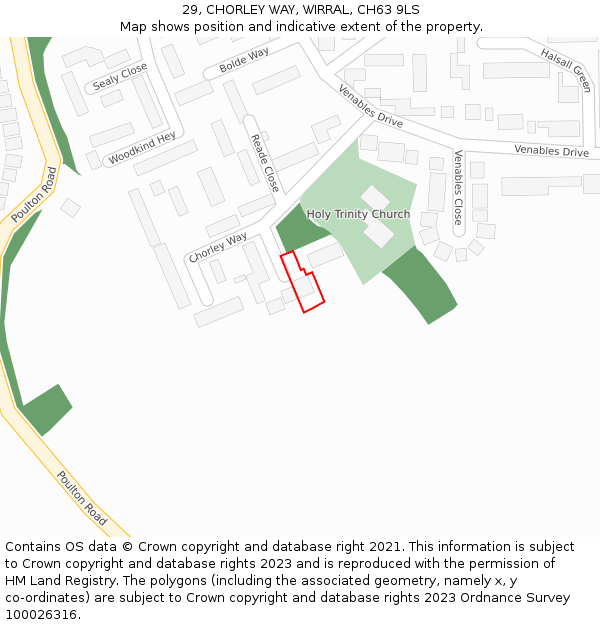 29, CHORLEY WAY, WIRRAL, CH63 9LS: Location map and indicative extent of plot