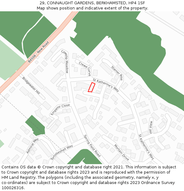 29, CONNAUGHT GARDENS, BERKHAMSTED, HP4 1SF: Location map and indicative extent of plot