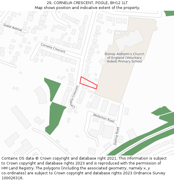 29, CORNELIA CRESCENT, POOLE, BH12 1LT: Location map and indicative extent of plot