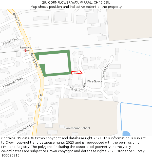 29, CORNFLOWER WAY, WIRRAL, CH46 1SU: Location map and indicative extent of plot