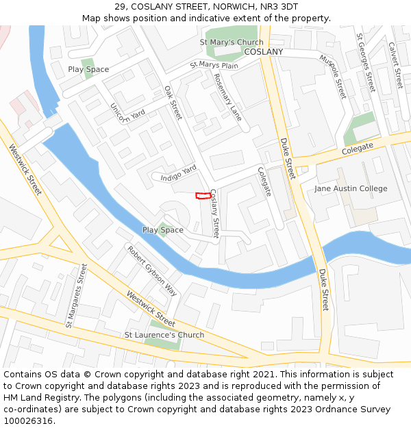 29, COSLANY STREET, NORWICH, NR3 3DT: Location map and indicative extent of plot