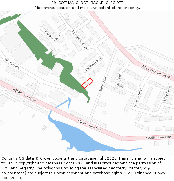 29, COTMAN CLOSE, BACUP, OL13 9TT: Location map and indicative extent of plot