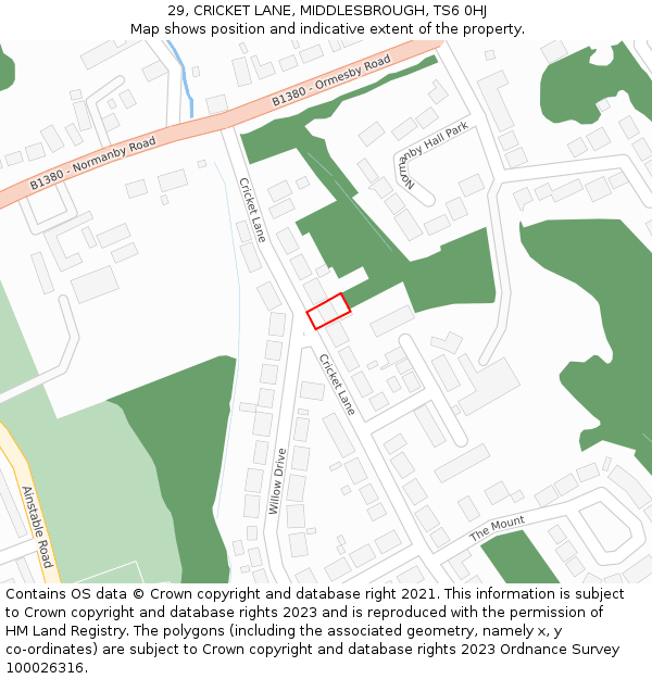 29, CRICKET LANE, MIDDLESBROUGH, TS6 0HJ: Location map and indicative extent of plot