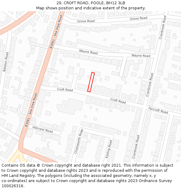 29, CROFT ROAD, POOLE, BH12 3LB: Location map and indicative extent of plot