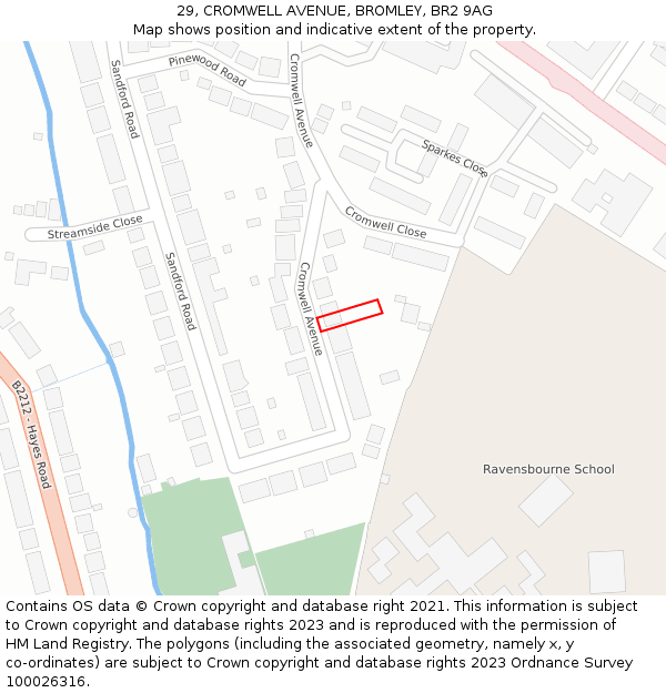 29, CROMWELL AVENUE, BROMLEY, BR2 9AG: Location map and indicative extent of plot