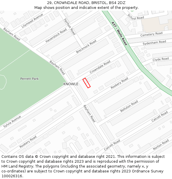 29, CROWNDALE ROAD, BRISTOL, BS4 2DZ: Location map and indicative extent of plot