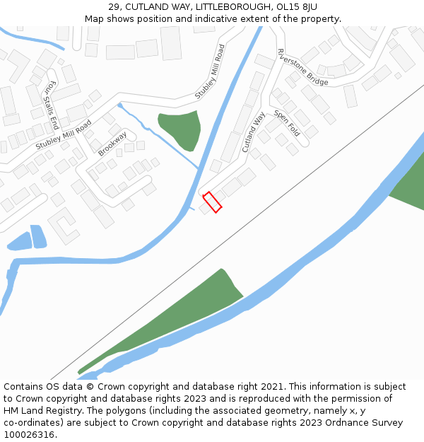 29, CUTLAND WAY, LITTLEBOROUGH, OL15 8JU: Location map and indicative extent of plot