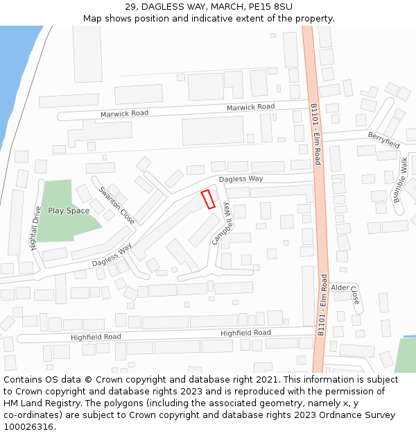 29, DAGLESS WAY, MARCH, PE15 8SU: Location map and indicative extent of plot